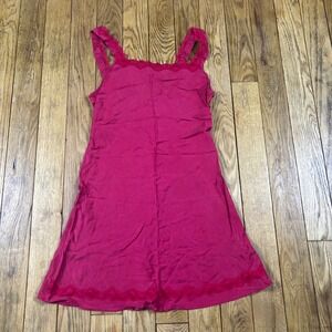 Vintage Hot Pink Lace Trim Cami Slip Dress Mini Nightgown